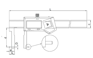 Insize Electronic Inside Caliper W/ P In tips measuring depth 60 mm/2.4" Tips Dia 2 mm/0.08" Range 35-150 mm/1.4-6" 1121-1501