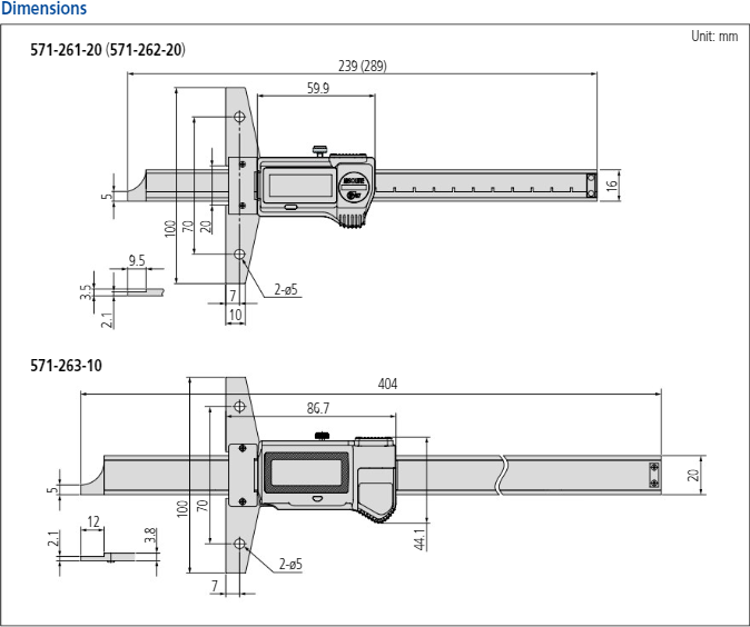 Mitutoyo Digital ABS Depth Caliper IP67 Inch/Metric, 0-6"/0-150mm 571-261-20