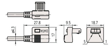 Digimatic Cable with Data Button Flat L-Shape Left Type 04AZB513