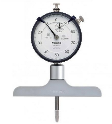 Mitutoyo Dial Indicator Depth Gauge 0-210mm, Ball Point Contact Element, 63,5mm Base 7214