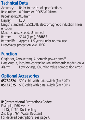 Mitutoyo ABS Digimatic Scale Unit 200 0-8" mm, Horizontal, IP66 572-615