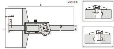 Insize Depth Gauge Output: SPC data output via USB interface Range: 0-200mm/0-8" Resolution: .01mm/.0005" Base Length: 100mm 1144-200