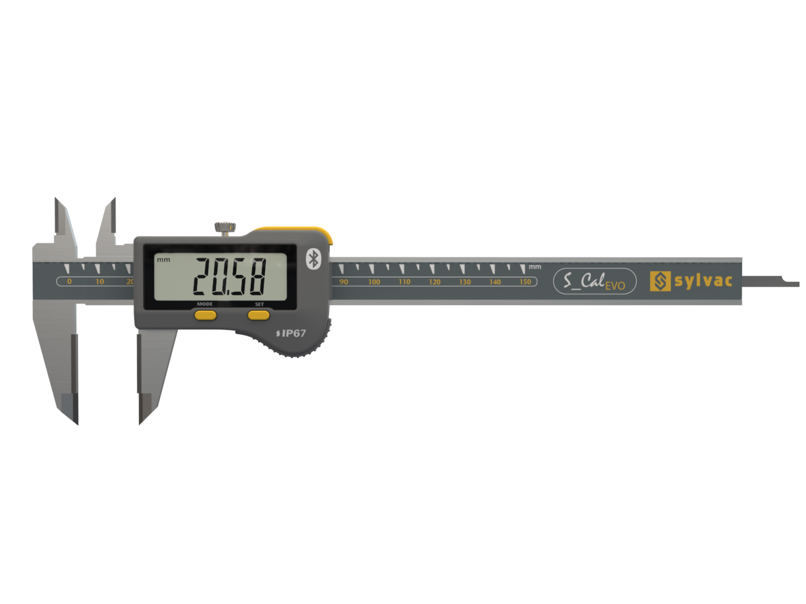 Sylvac S_CAL Digital Carbide Caliper 0-150mm/0-6" IP67 (Square Depth Rod) 30-810-1509