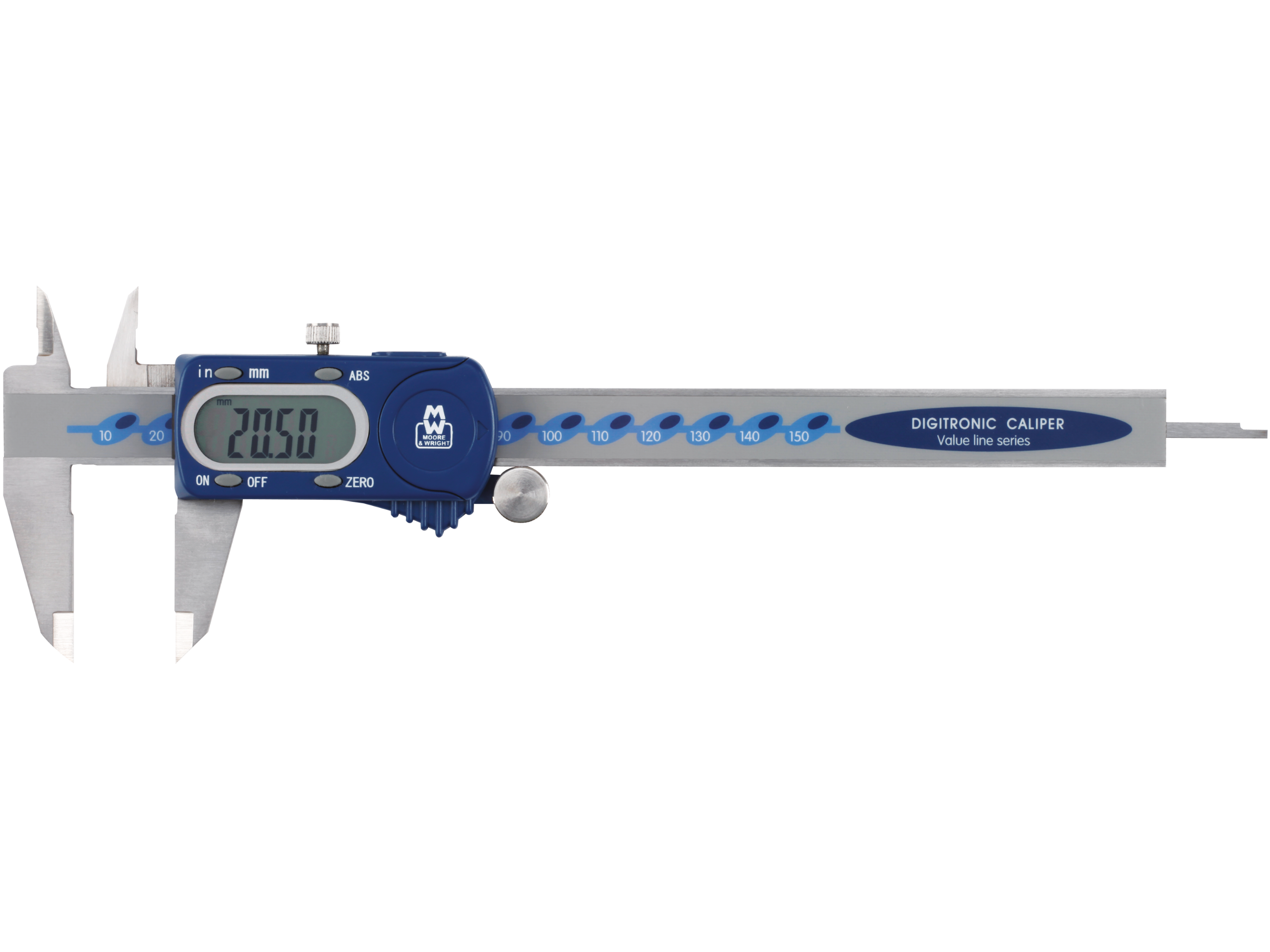 Moore & Wright Workshop Digital Caliper 0-150mm/0-6" (Square Depth Rod & Thumb Roller) MW110-15DBL1