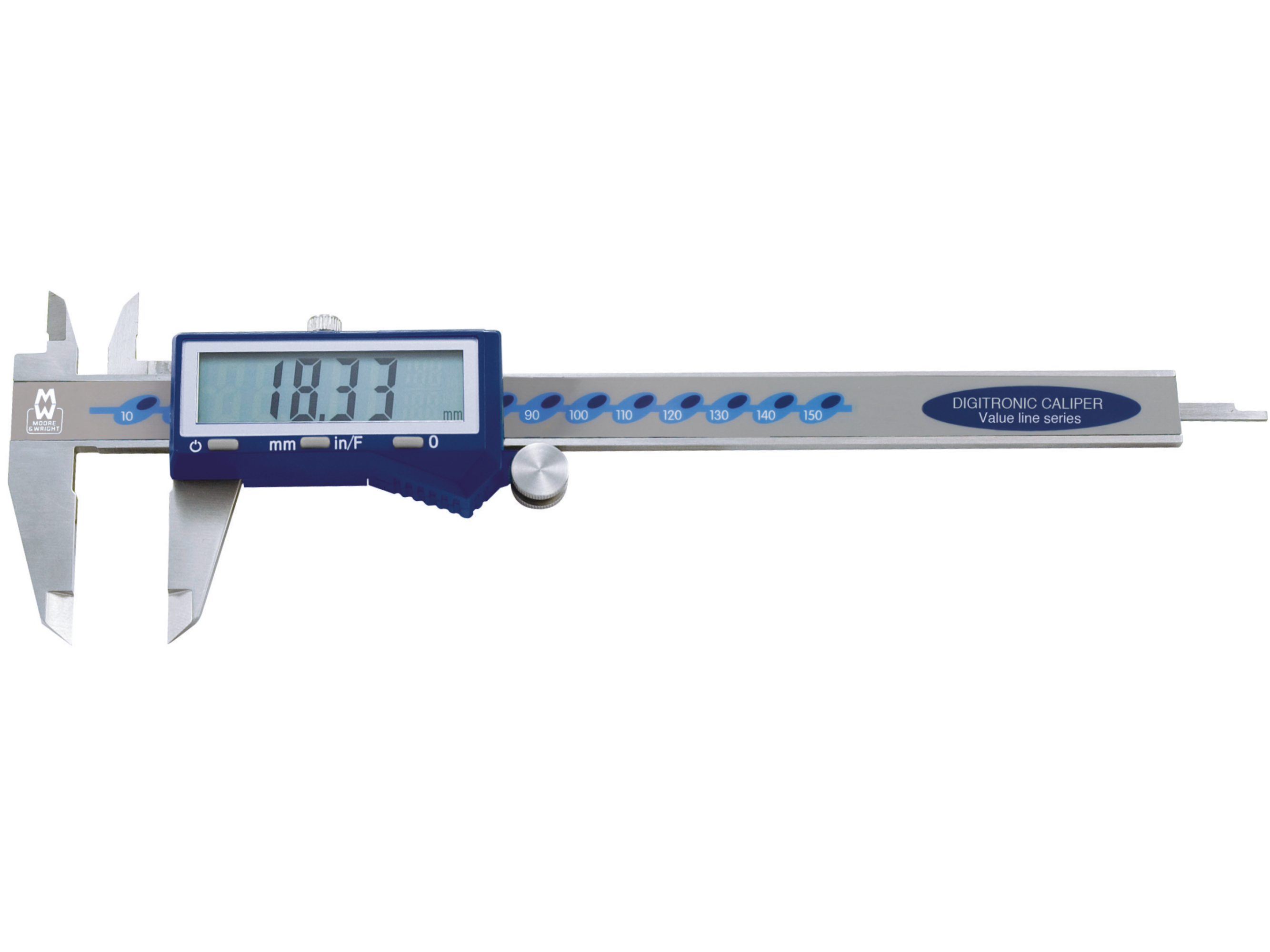 Moore & Wright Fractional Digital Caliper 0-200mm (Square Depth Rod & Thumb Roller) MW110-20DFC