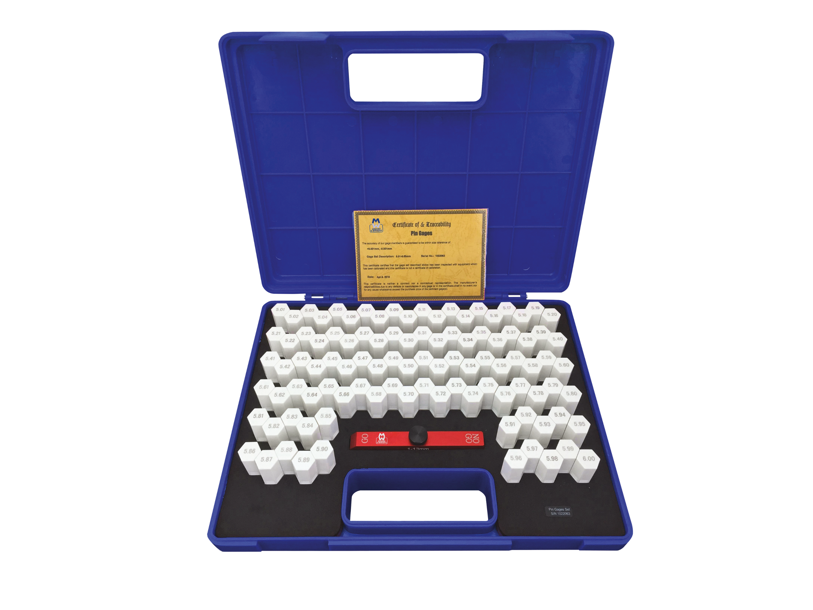 Moore & Wright Pin Gauge Set 100 Piece 5.01-6.00mm MW725-06