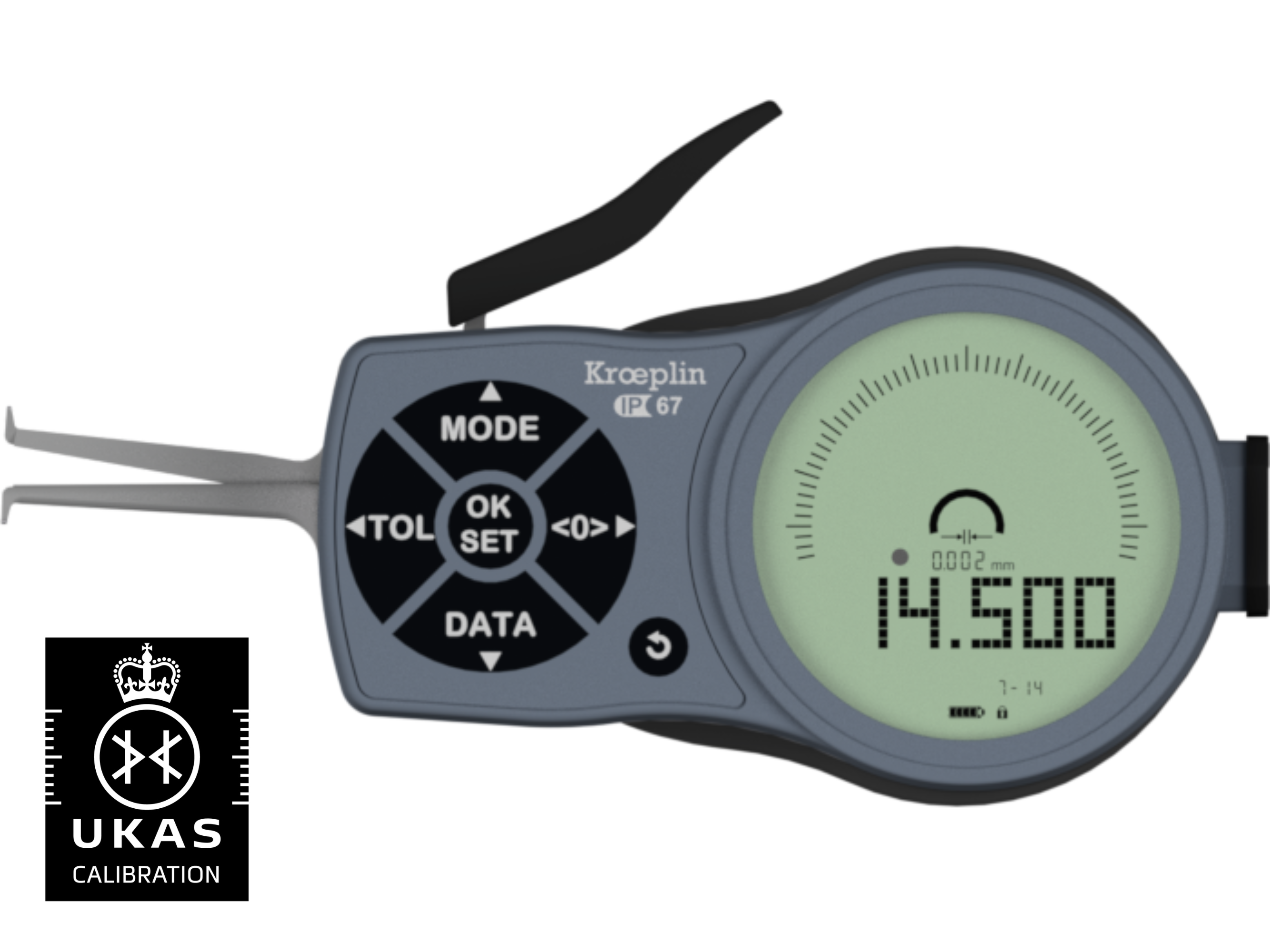 Kroeplin Digital Internal 3-Point Caliper Gauge 7-14mm, 0.001mm, L107P3