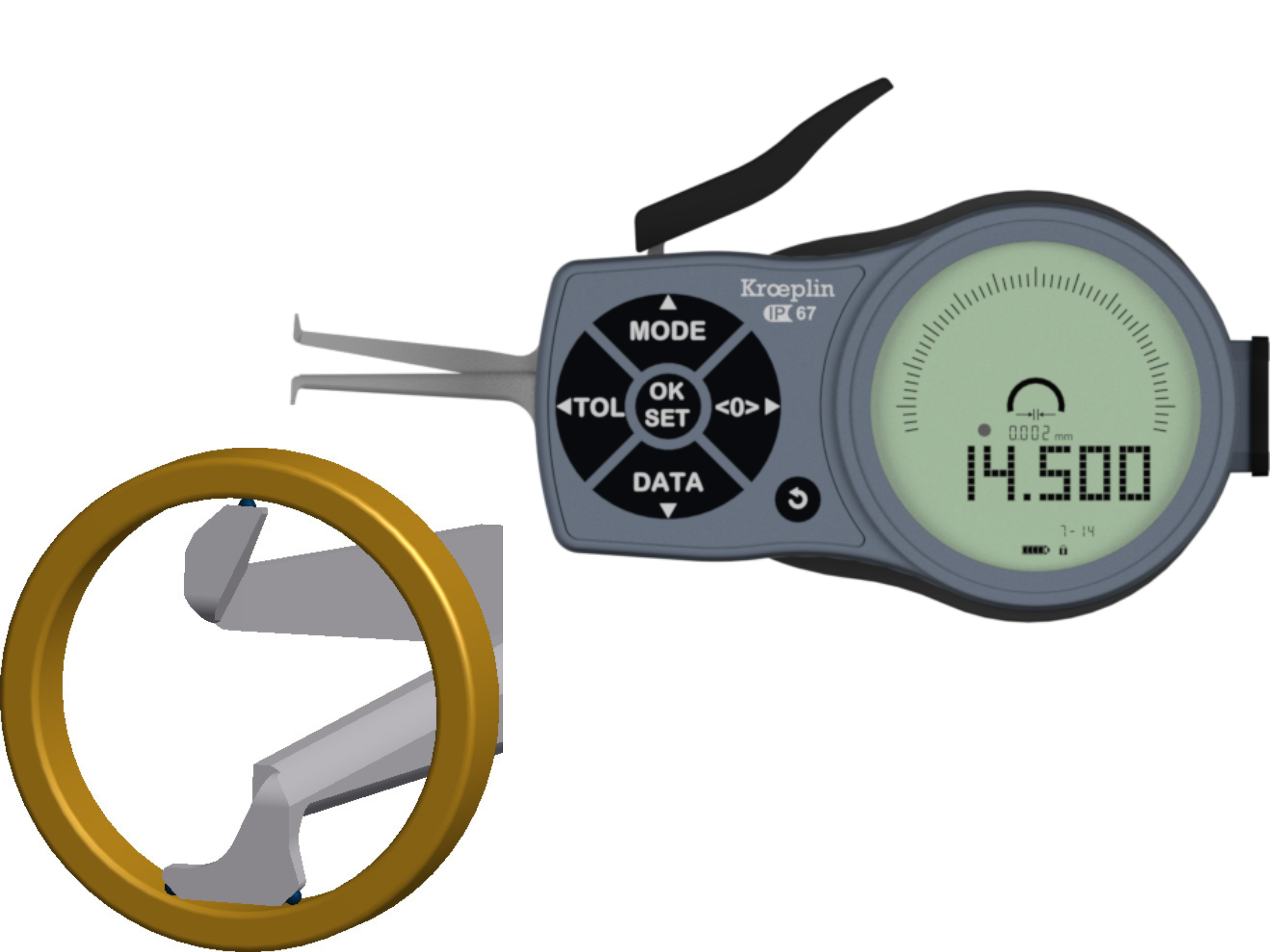 Kroeplin Digital Internal 3-Point Caliper Gauge 7-14mm, 0.001mm, L107P3