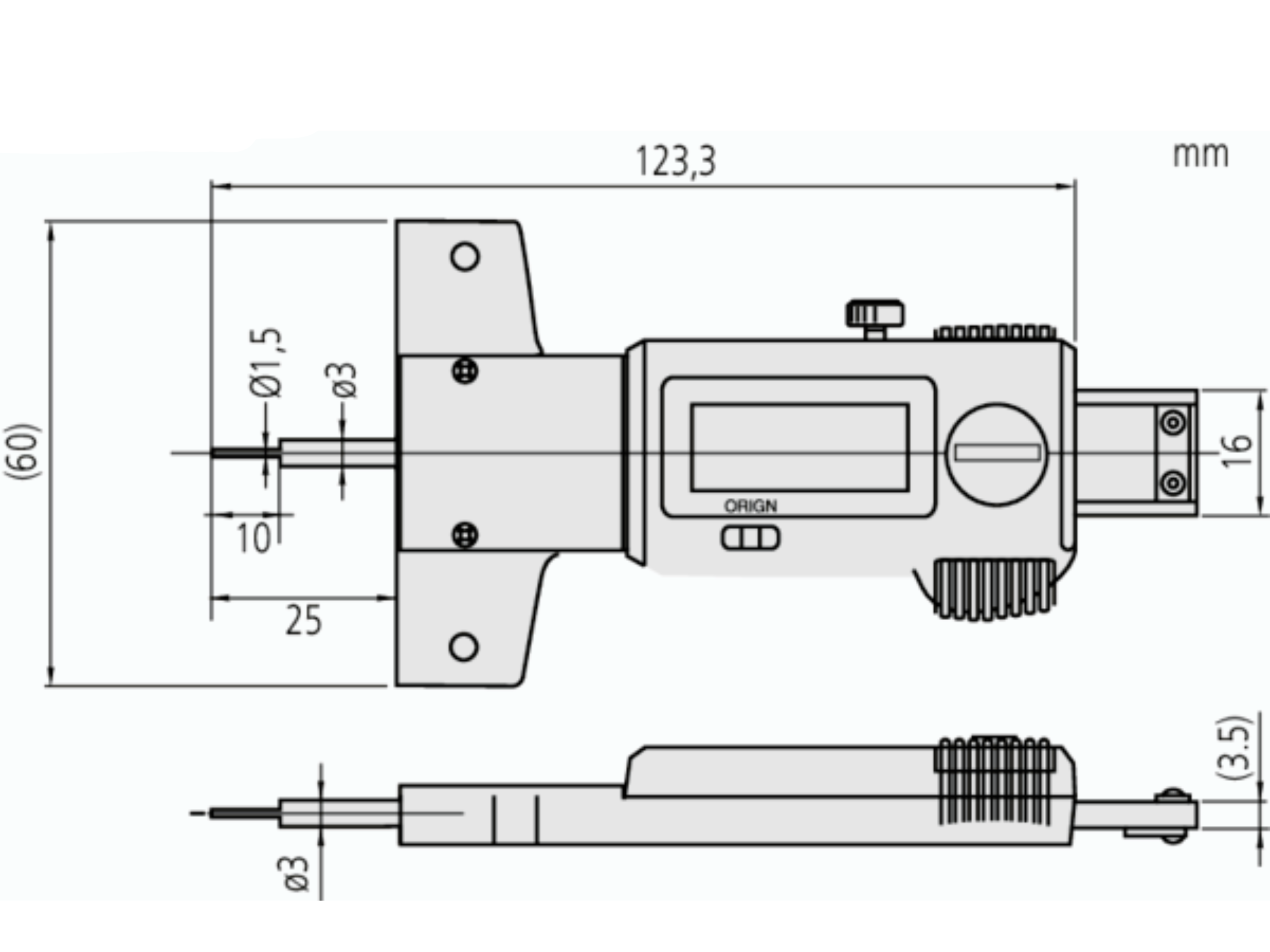 Mitutoyo Tyre Tread Depth Gauge IP67 0-1" 571-200-20