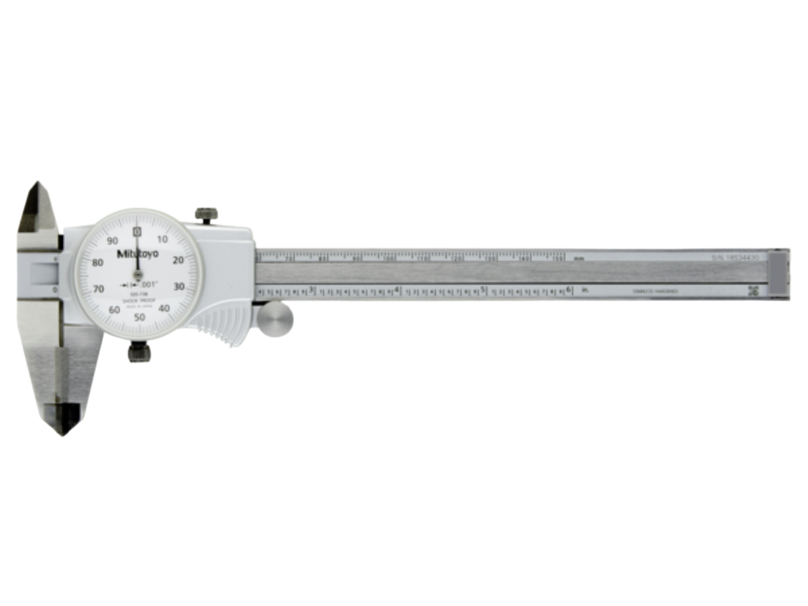 Mitutoyo Dial Caliper OD Carbide Tipped Jaws 0-12", 0.001", 0.1"/rev, Imperial 505-747