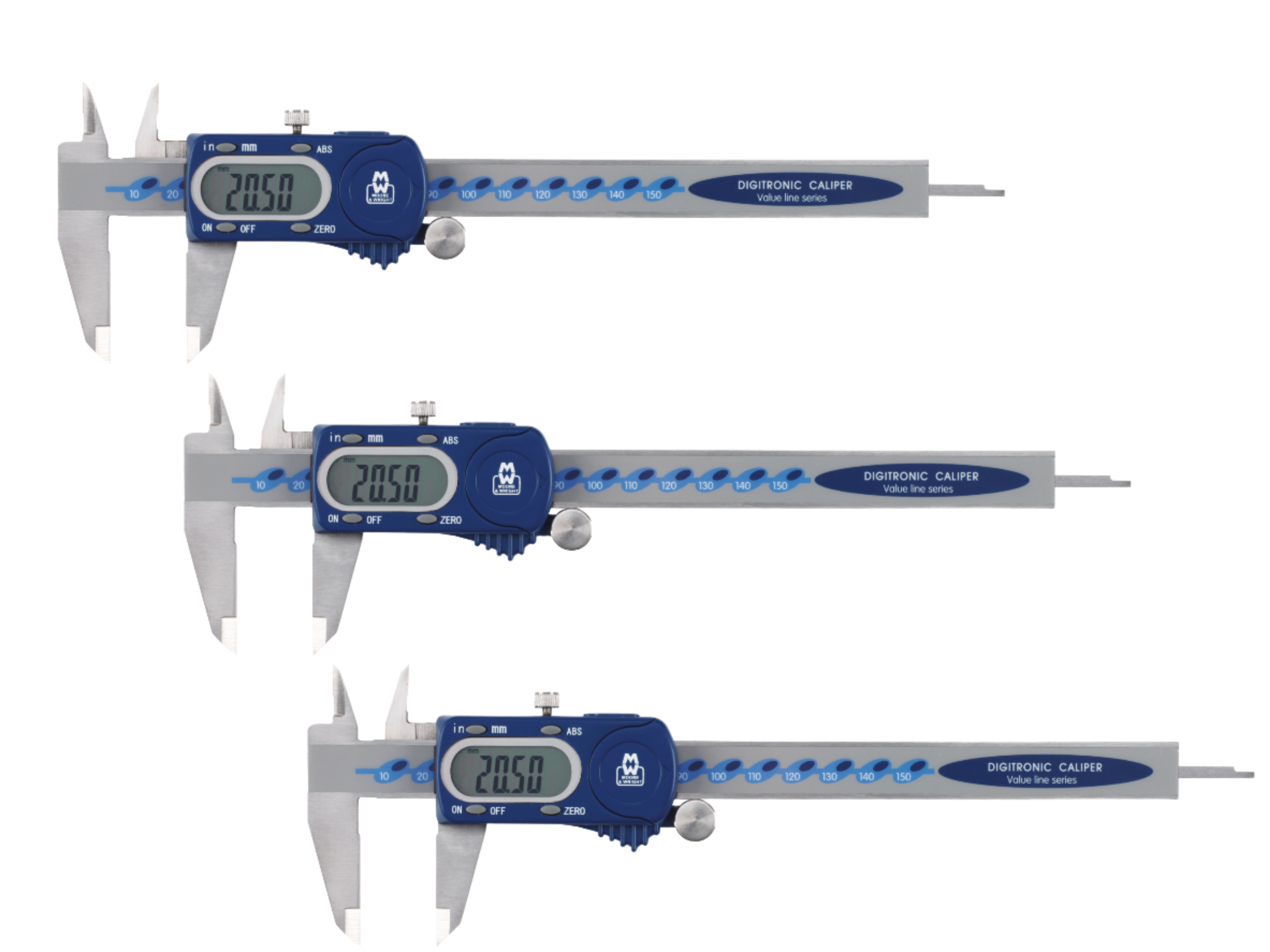 Trio Pack - Workshop Digital Caliper 0-150mm (Square Depth Rod & Thumb Roller)