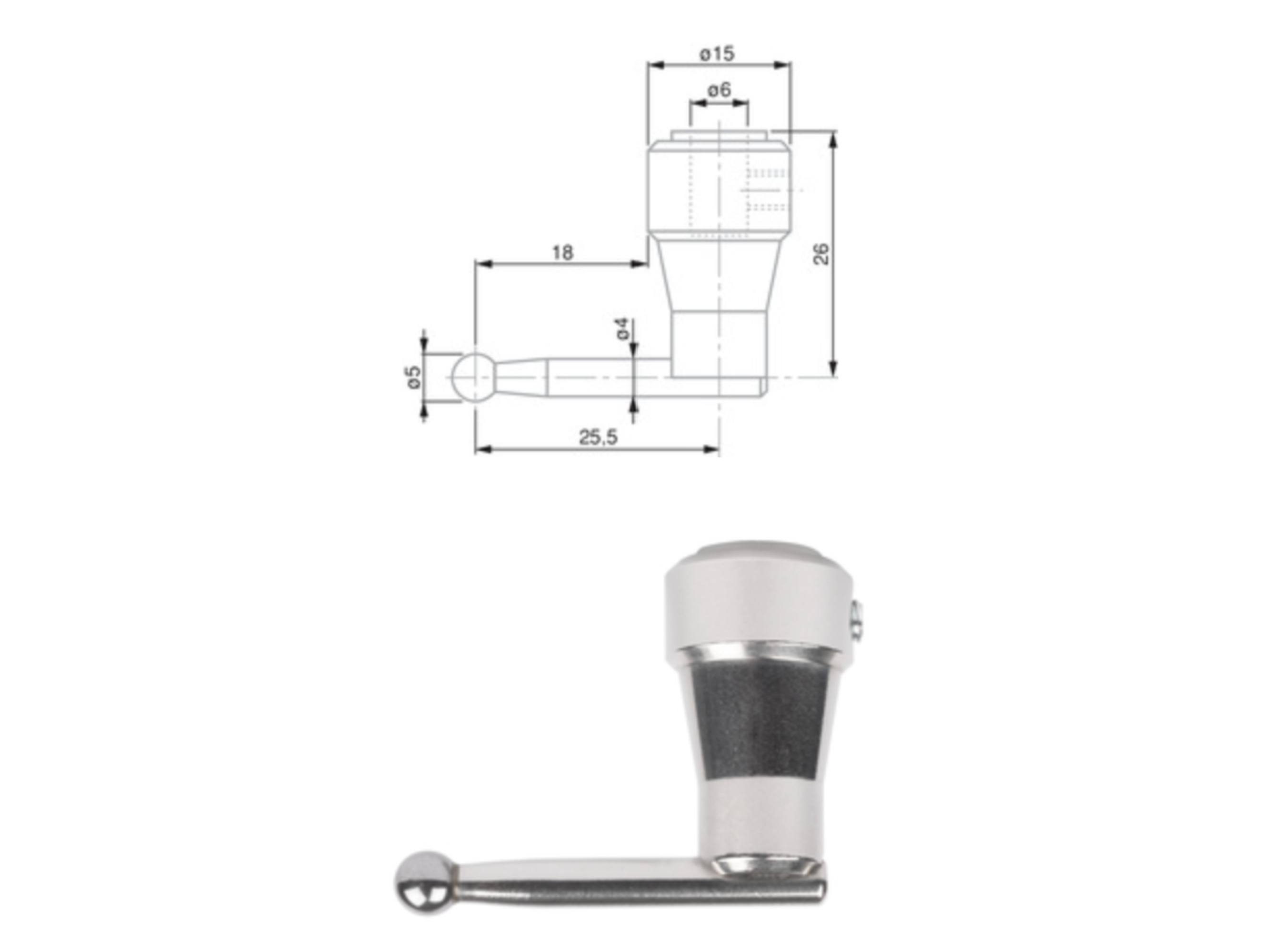 Tesa Ball Probe Carbide, Ø6mm Shank, Ø 5 mm, L = 25.5 mm 00760197