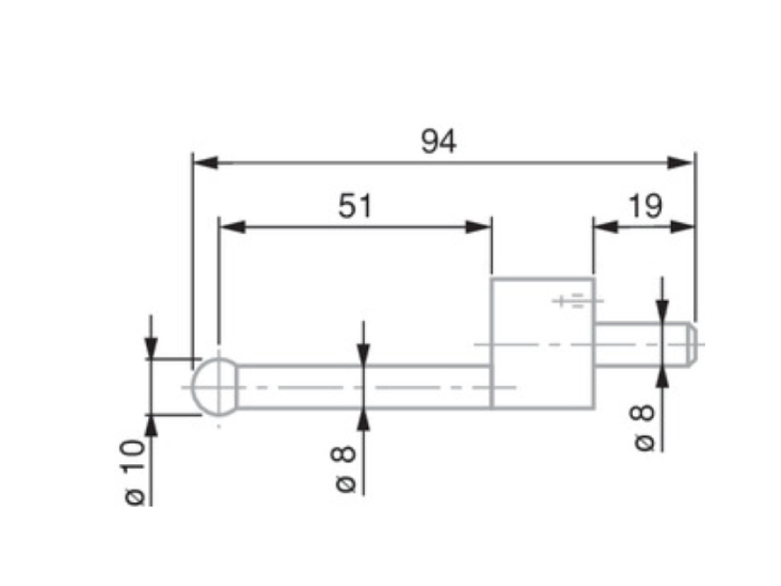 Ball Tip Insert, Ø8mm Shank, Ø10mm L94 mm 0071684829