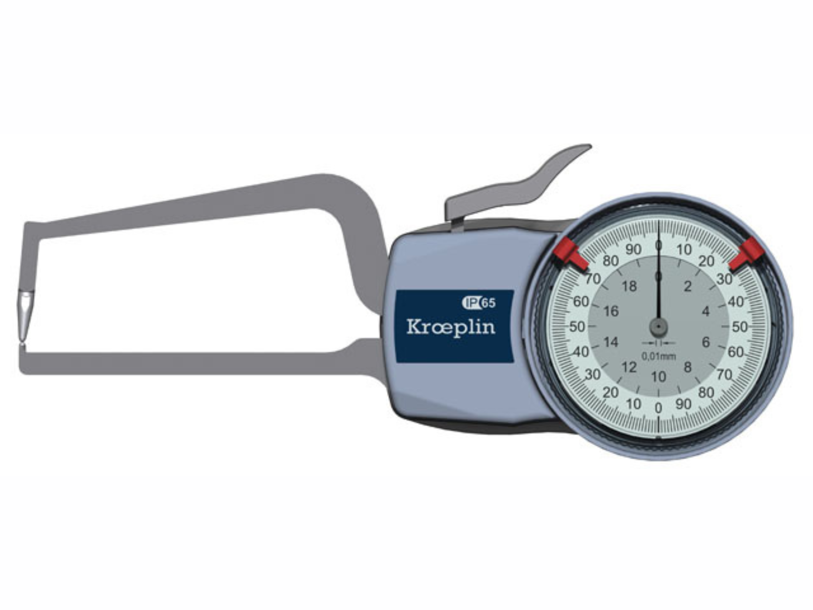 Kroeplin Analogue Tube Wall Caliper Gauge D2R20, 0-20mm, 0.01mm (Kroeplin Equivalent D2R20)