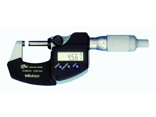Mitutoyo Metric Digimatic Micrometer 0-25mm, IP65, Ratchet Thimble, With Output 293-234-30