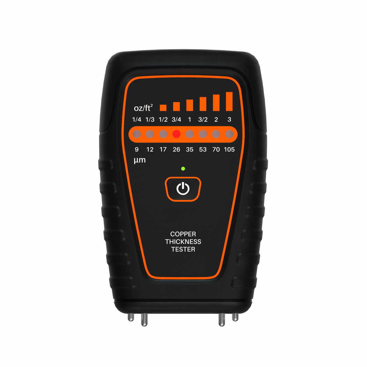 Copper foil thickness gauge EC-3000 Copper Thickness Tester Measuring range 0—122?m(0—3.5oz/ft2) Metric units(?m) 9,12,17,26,35,53,70,105 Imperial units(oz/ft2) 1/4,1/3,1/2,3/4,1,3/2,2,3 Unit oz/ft2,?m