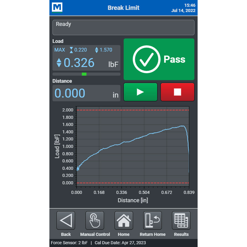 Series F + EasyMESUR® Tension / Compression Force Tester 750 lbF / 3.4 kN F755S-EMU