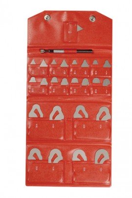 MHC 615-4022 Radius gauge set 22 peces Range 05-15mm, 5-7mm x .5mm and 8-15mm x 1mm with holder