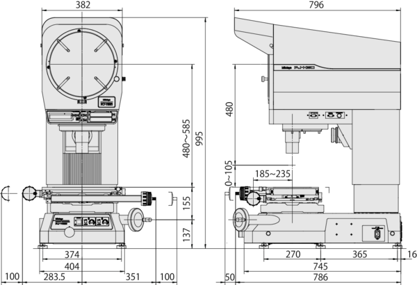 303-718-13 PJ-H30A2017B Profile projector w/o power coord