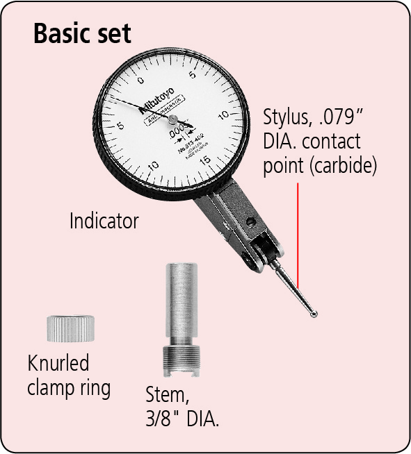 Dial Test Indicator, Horizontal Type 0.008", 0.0001", 4/9.52mm Stem, Bracket 513-403-10T