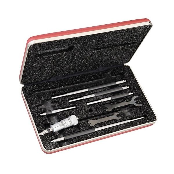 Starrett Interchangeable Rod Inside Micrometer  Range 50-200mm Measurement units Metric Graduation .01mm Extension Rods 6 rods Starrett 124MA Range 50-200mm x .01mm -6 Rods