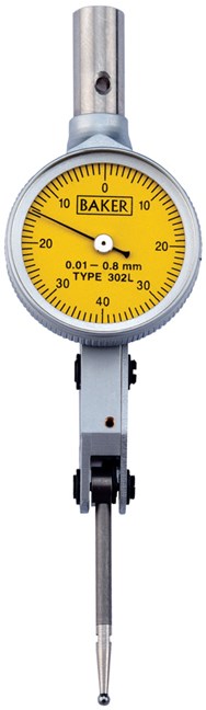 BAKER 302 LEVER TYPE DIAL GAUGE (0.01 MM L.C., 0.8 MM RANGE), WITHOUT ACCESSORIES, 29 MM BEZEL DIA