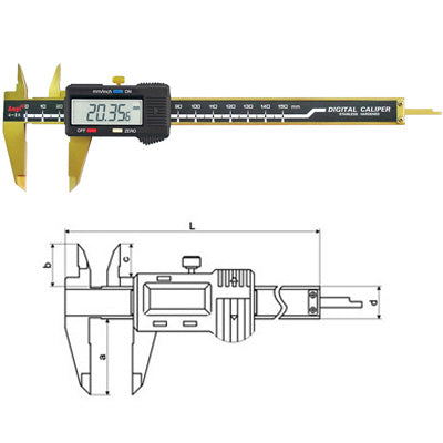 Anyi Titanium coated Digital Caliper 0-150mm/0-6" 111-101T